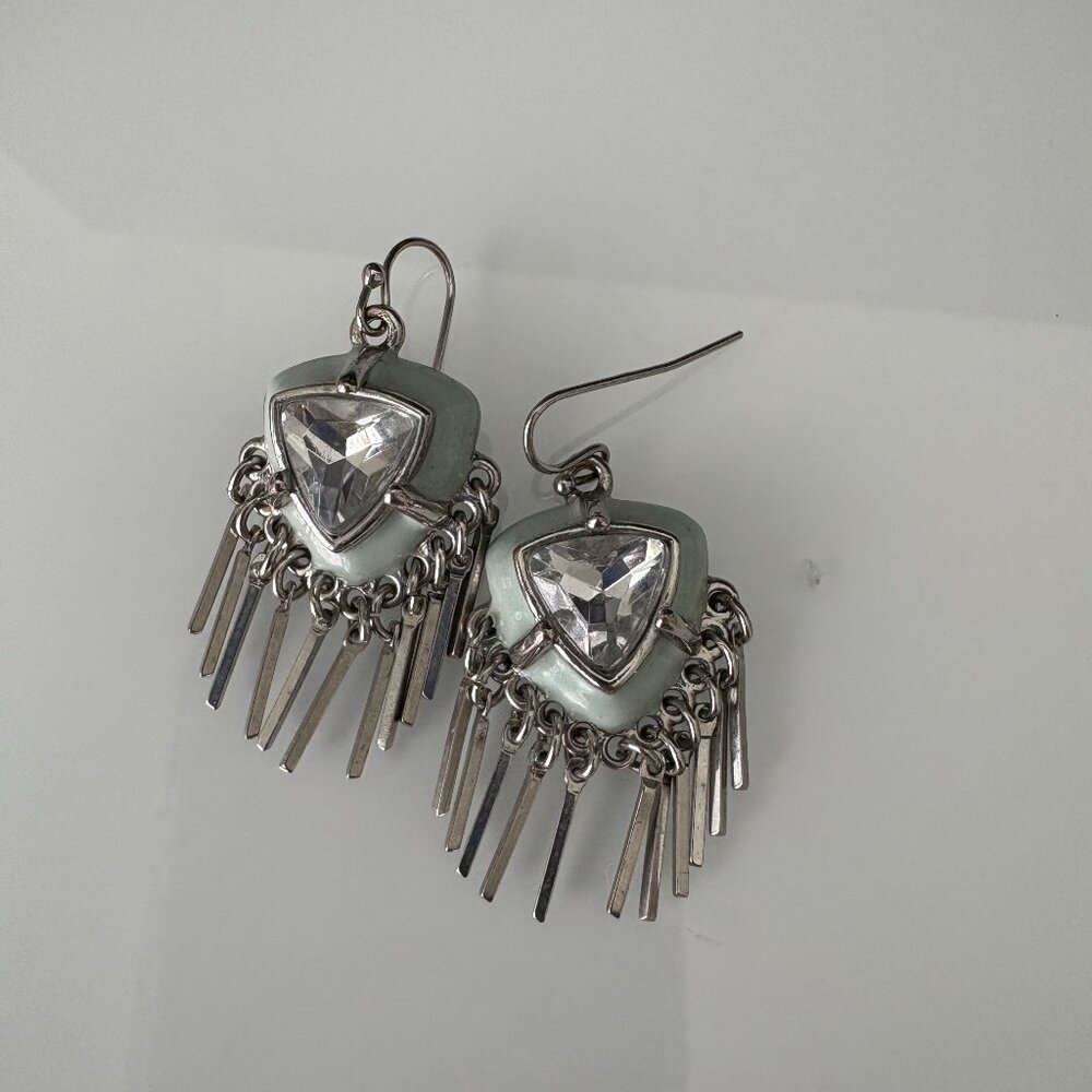 Jessica Simpson Earrings Enamel and Clear Stone for Pierced Ears